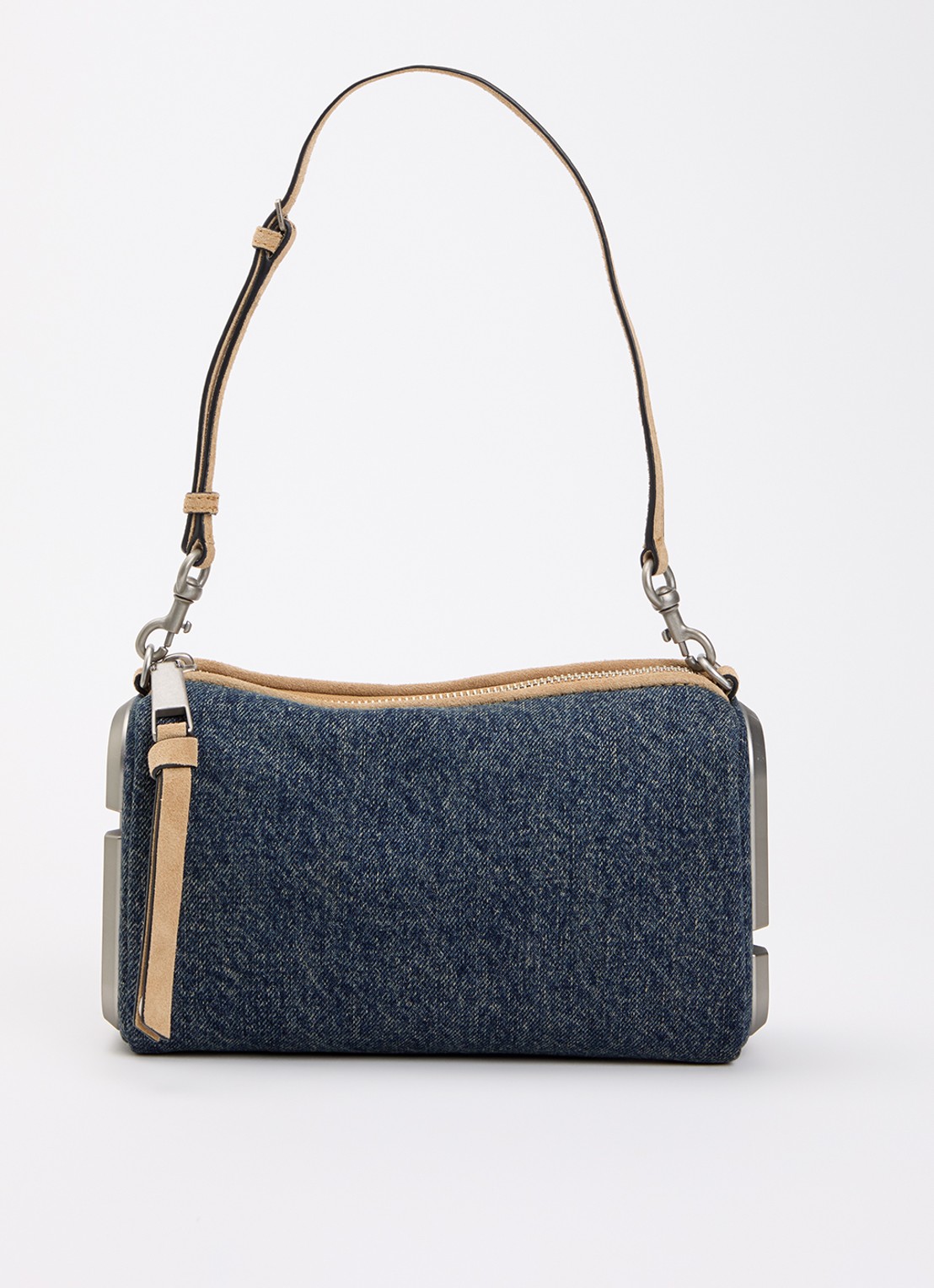 Marc Jacobs The Snapshot schoudertas van leer - voorkant denim