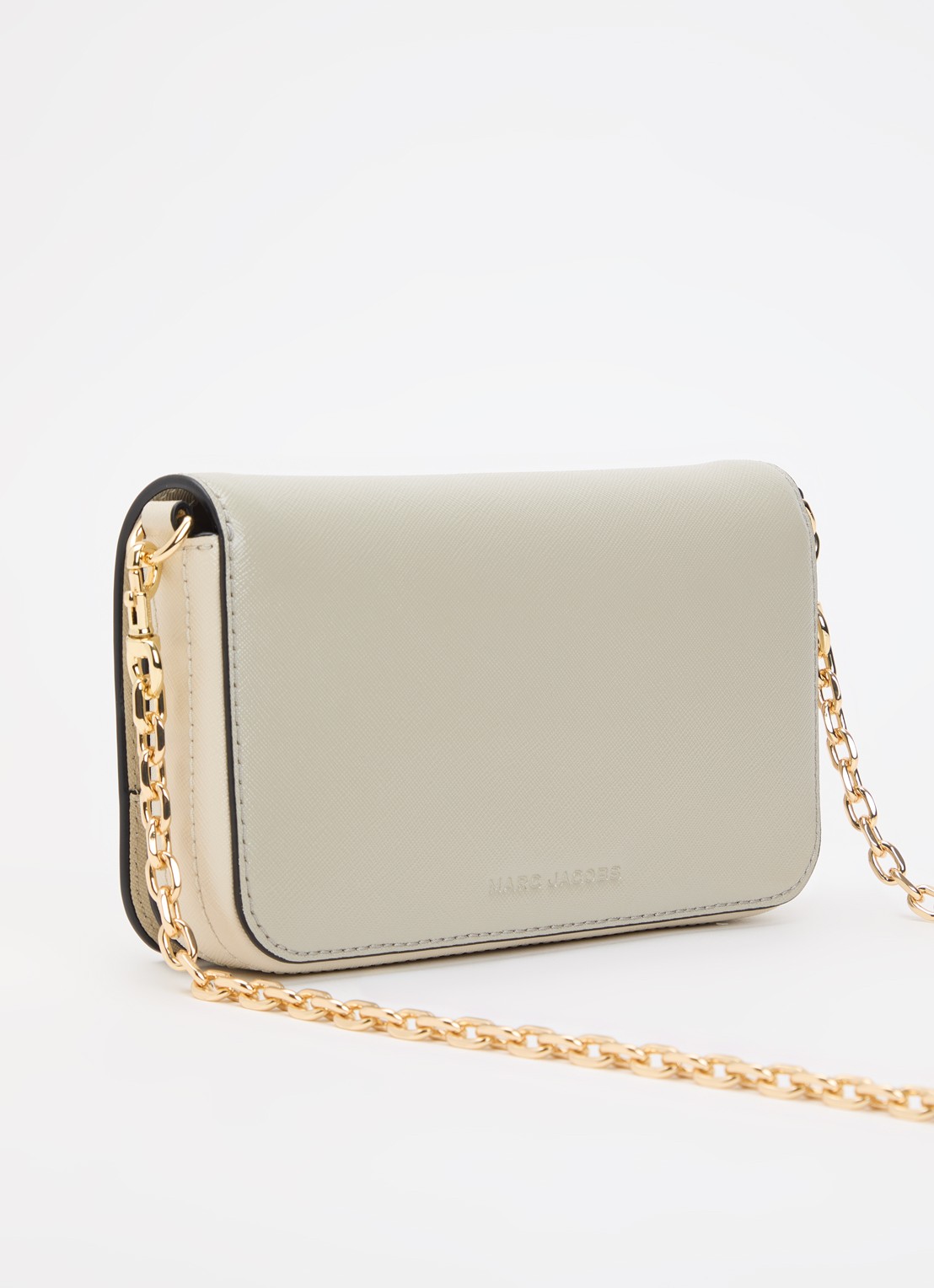 Marc Jacobs The Snapshot Wallet On Chain clutch van leer met afneembare schouderriem - achterkant beige