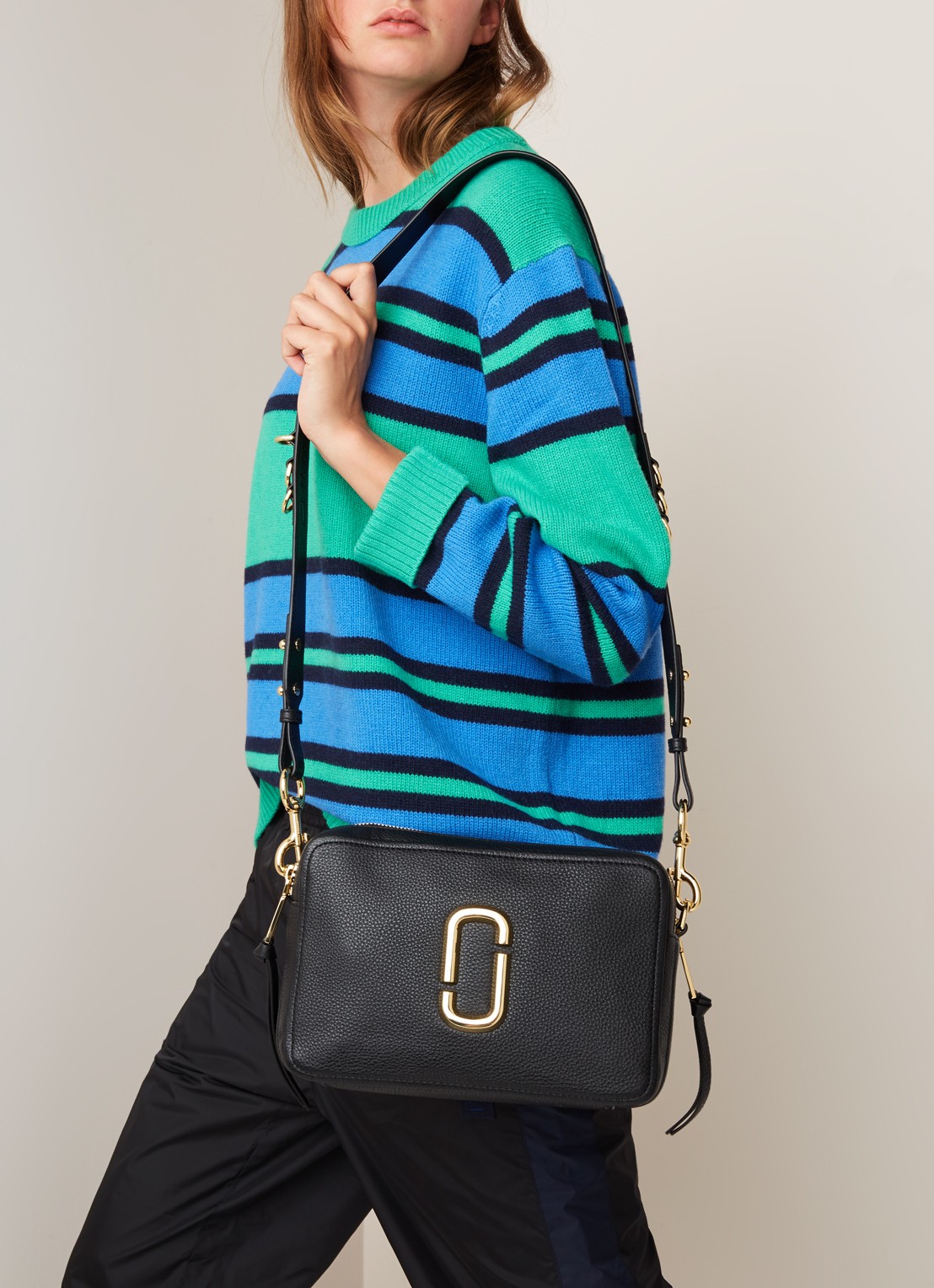 Marc Jacobs The Softshot 27 crossbodytas van leer - voorkant 2 zwart