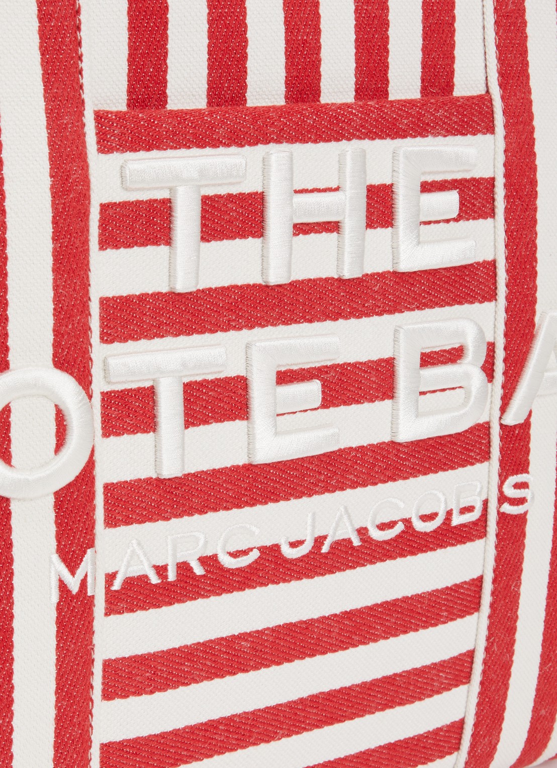 Marc Jacobs The Stripe Large Tote shopper van canvas met leren details - detail 6 rood