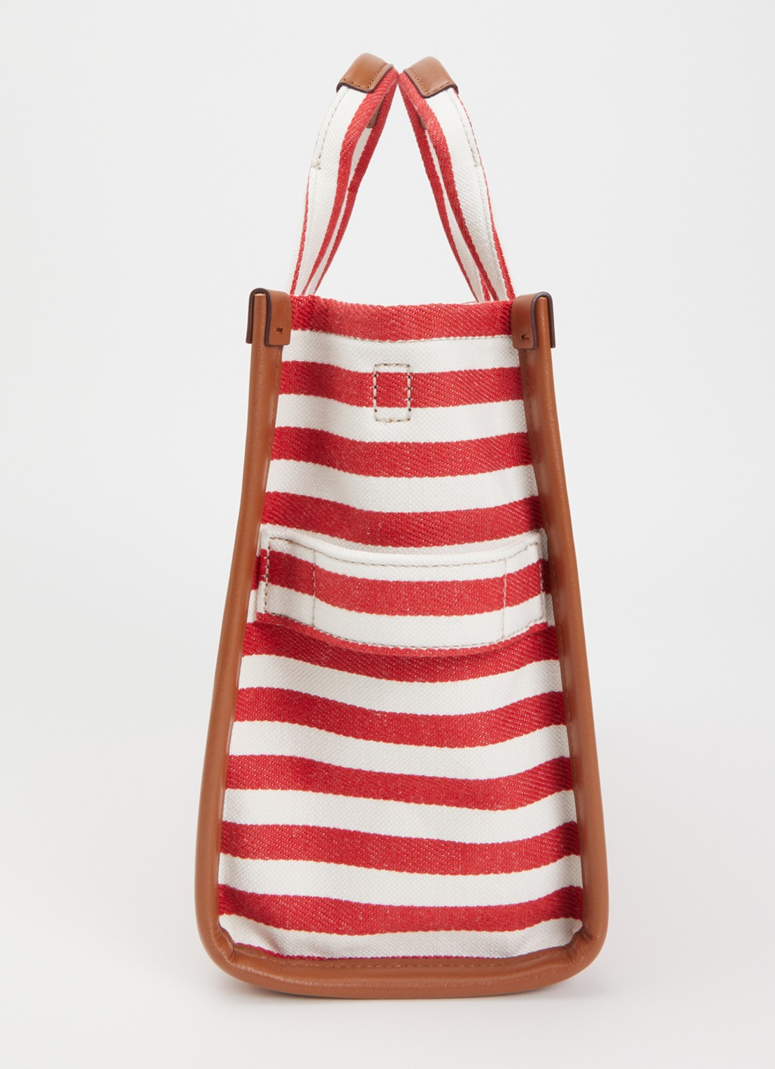 Marc Jacobs The Stripe Medium Tote handtas van canvas met leren details - detail 3 rood