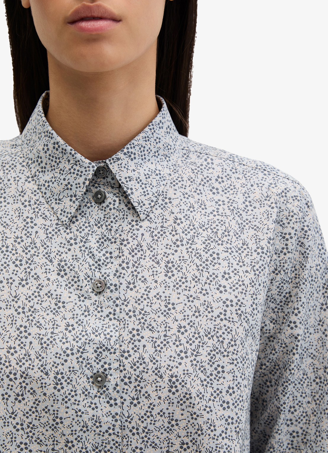 Marc O'Polo Blouse met bloemenprint - detail 3 lichtblauw