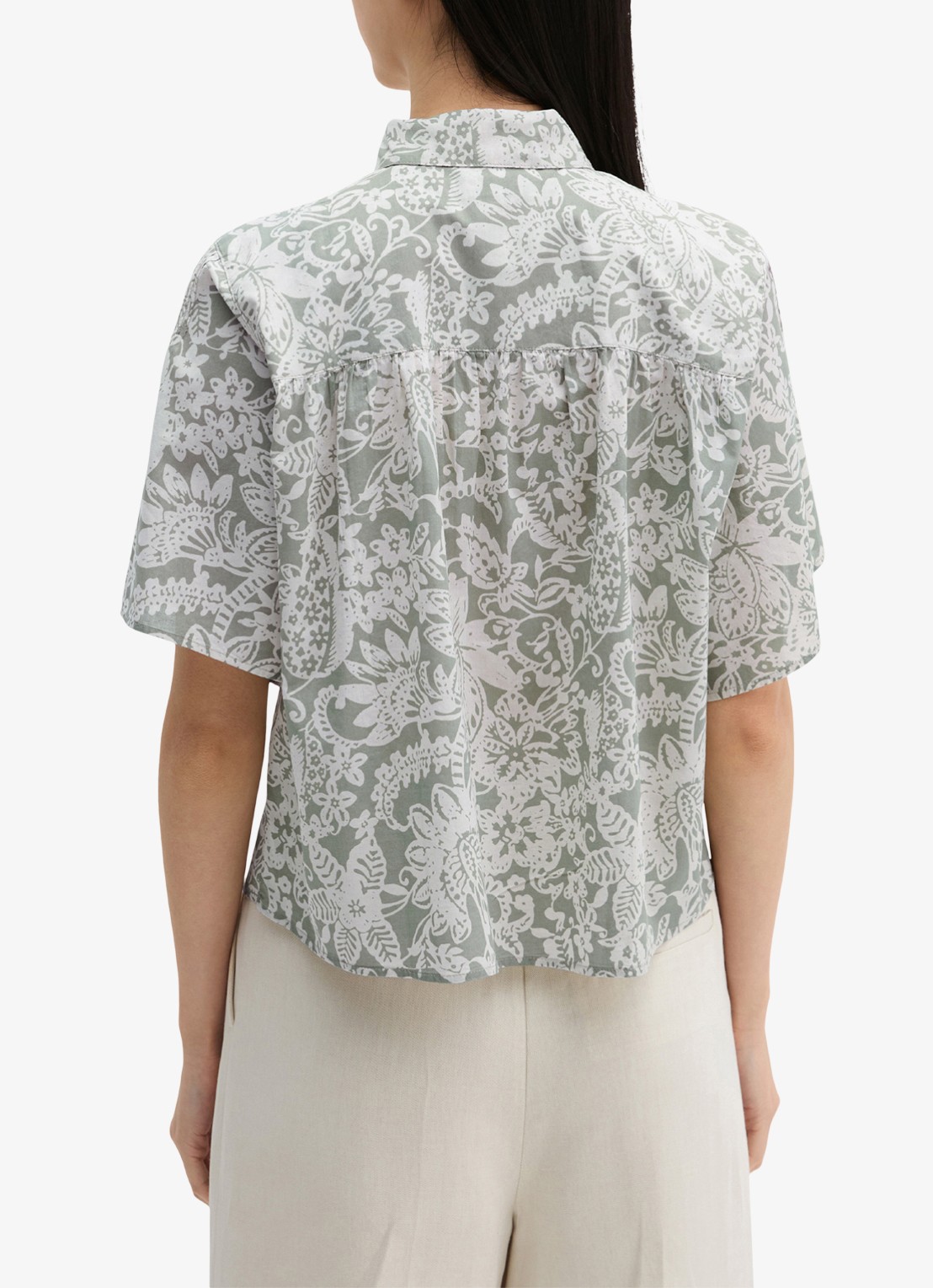 Marc O'Polo Blouse met bloemenprint - achterkant 3 lindegroen