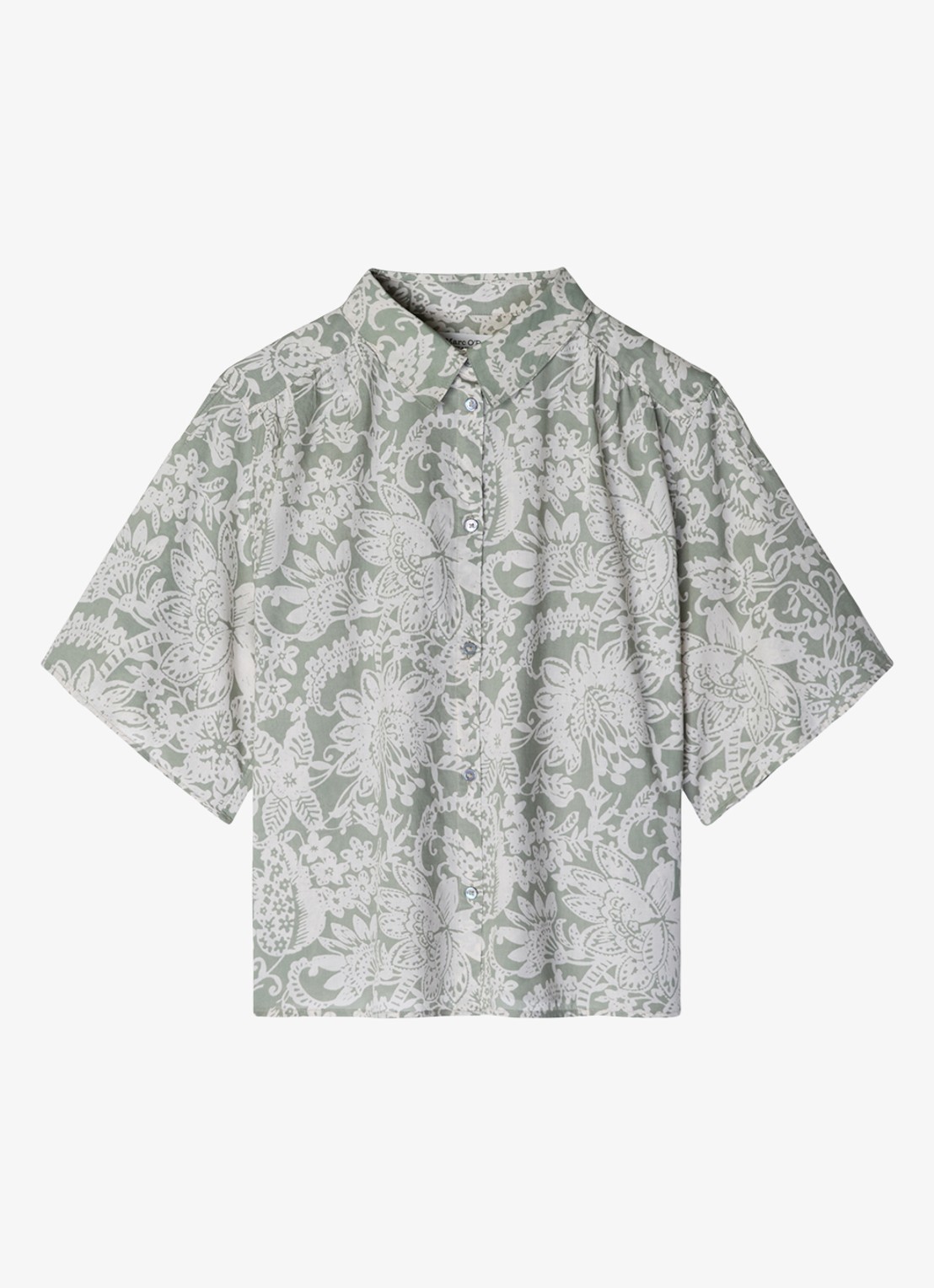 Marc O'Polo Blouse met bloemenprint - voorkant lindegroen
