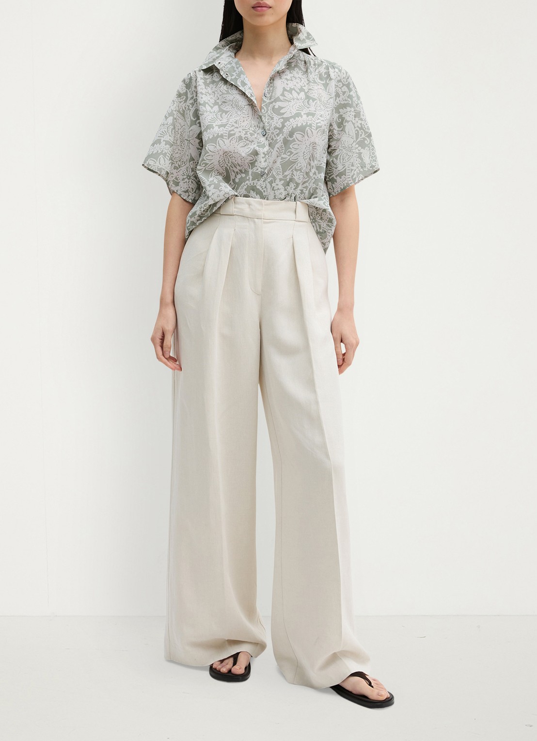Marc O'Polo Blouse met bloemenprint - voorkant 2 lindegroen