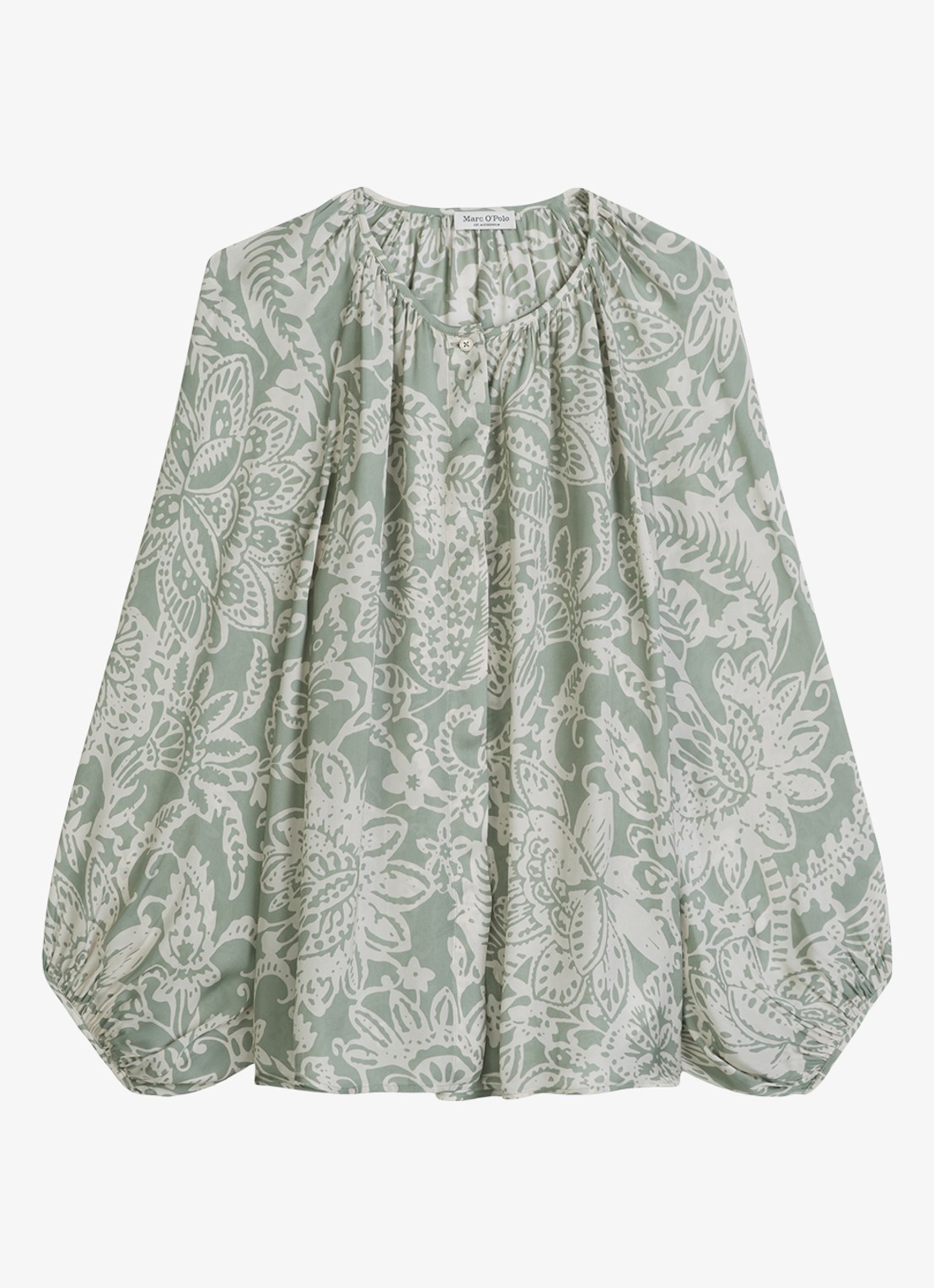Marc O'Polo Blouse met bloemenprint - voorkant 3 lindegroen