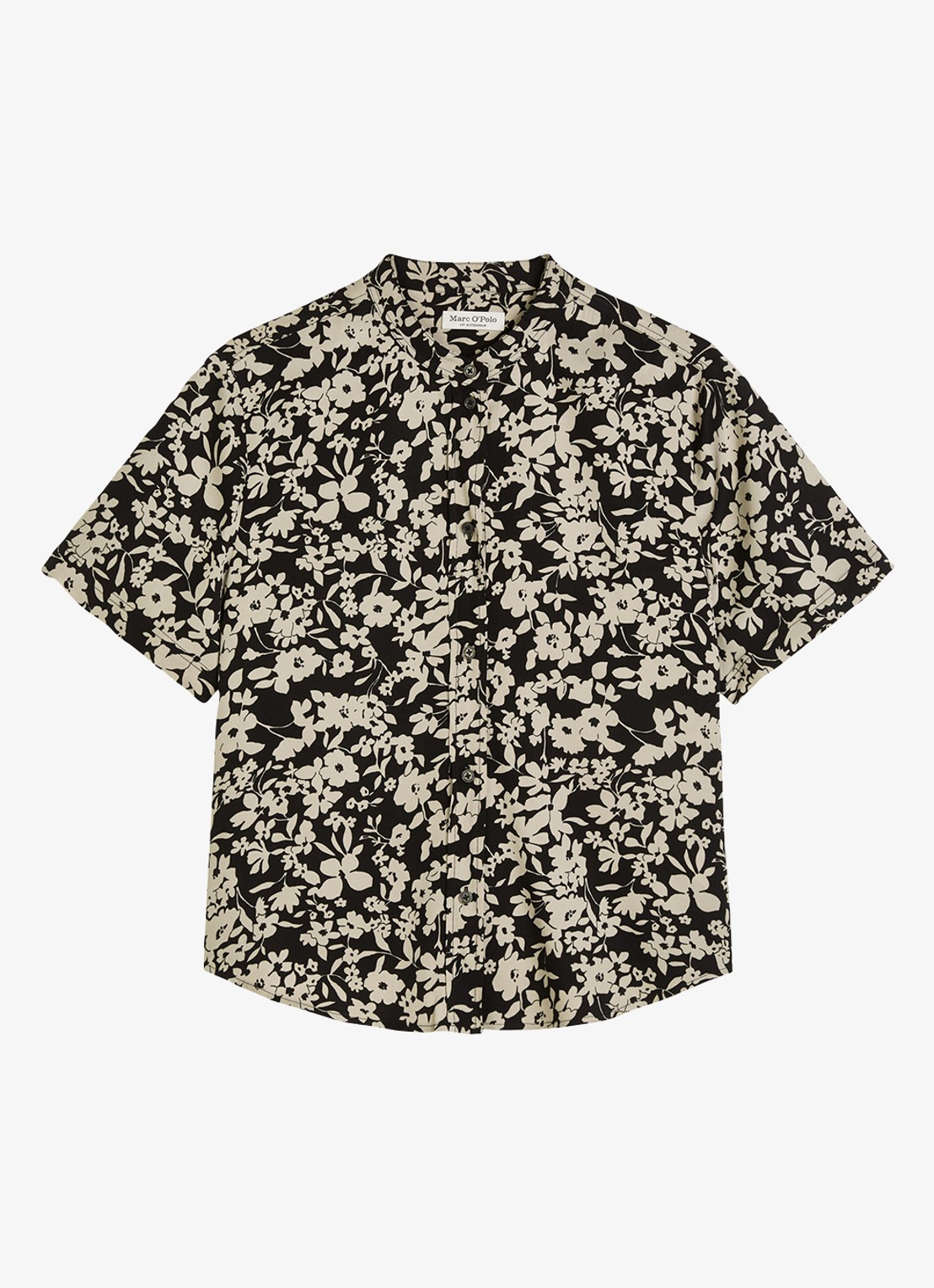 Marc O'Polo Blouse met bloemenprint - voorkant 4 black_multi_04-0096 / zwart