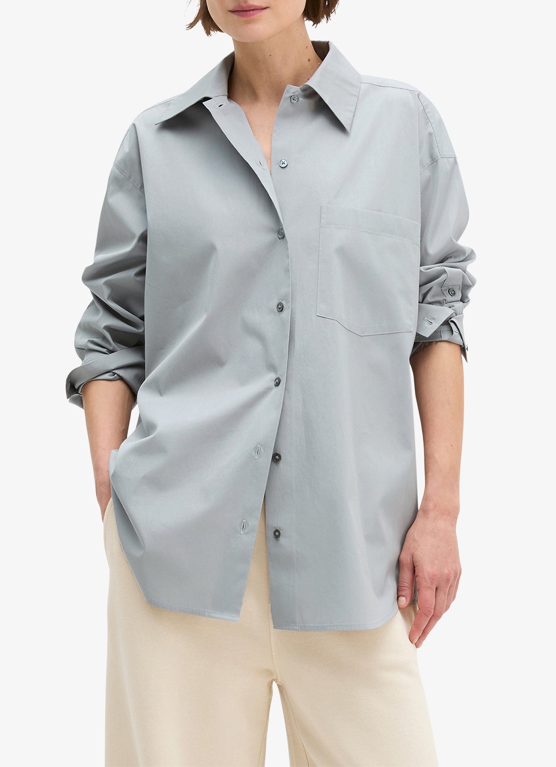 Marc O'Polo Blouse met borstzak - detail 3 grijs