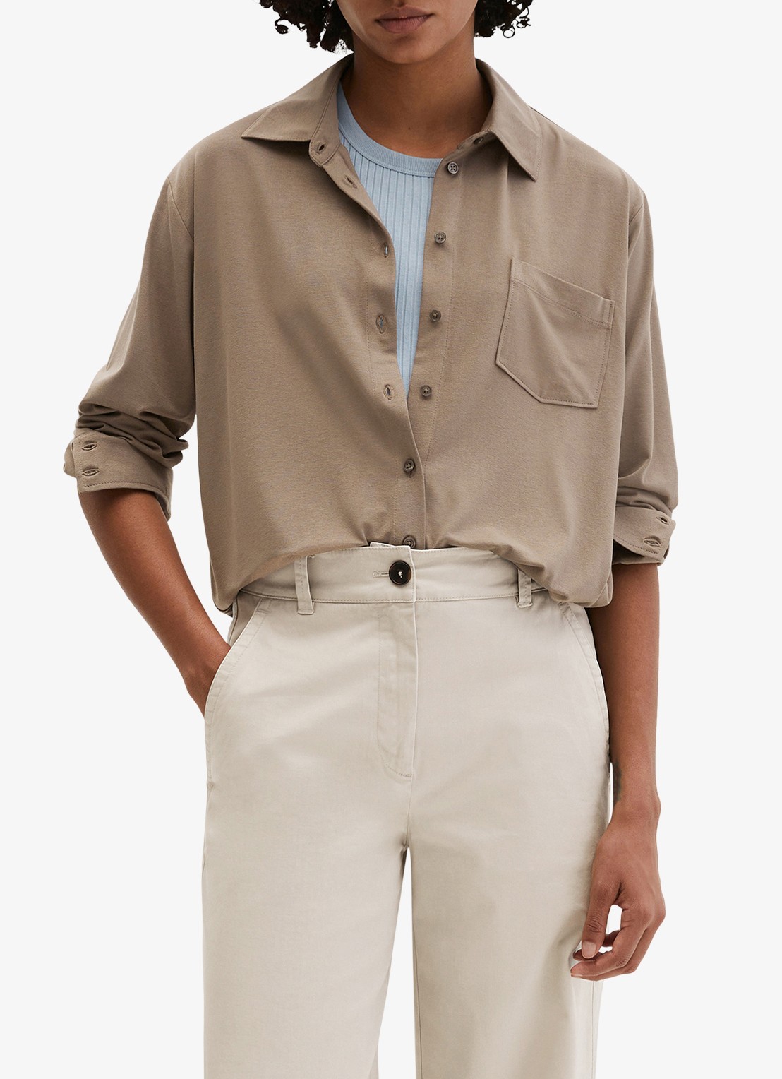 Marc O'Polo Blouse met borstzak - detail 4 bruin