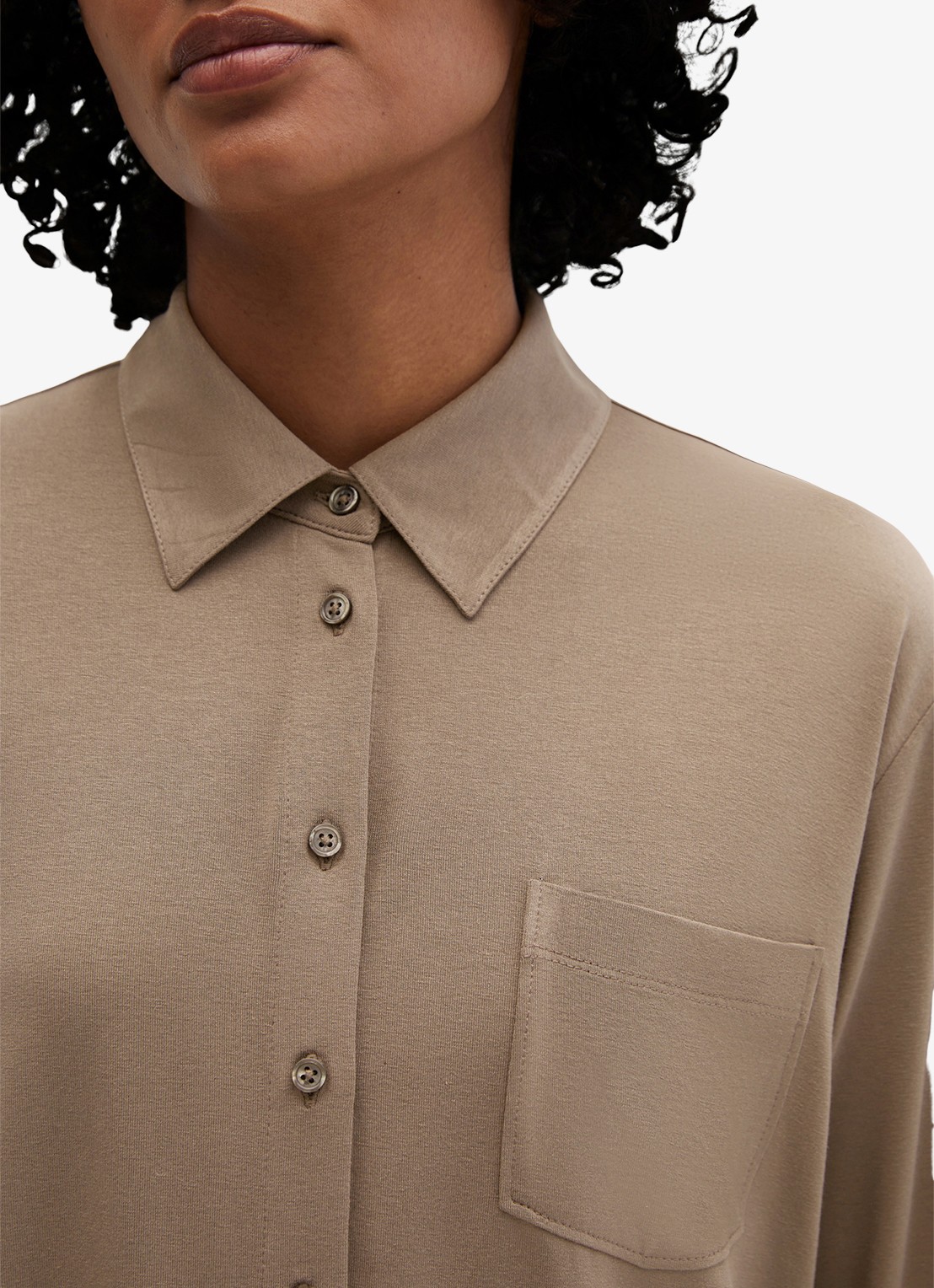 Marc O'Polo Blouse met borstzak - detail 5 bruin