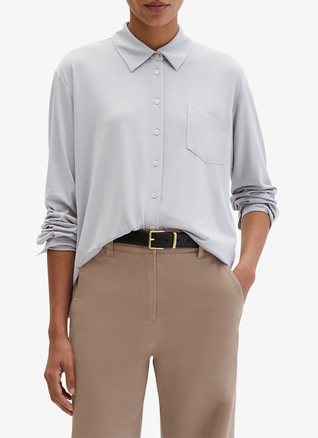 Marc O'Polo Blouse met borstzak - detail 3 lichtgrijs
