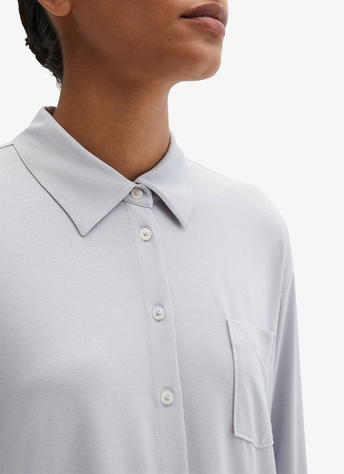 Marc O'Polo Blouse met borstzak - detail 4 lichtgrijs