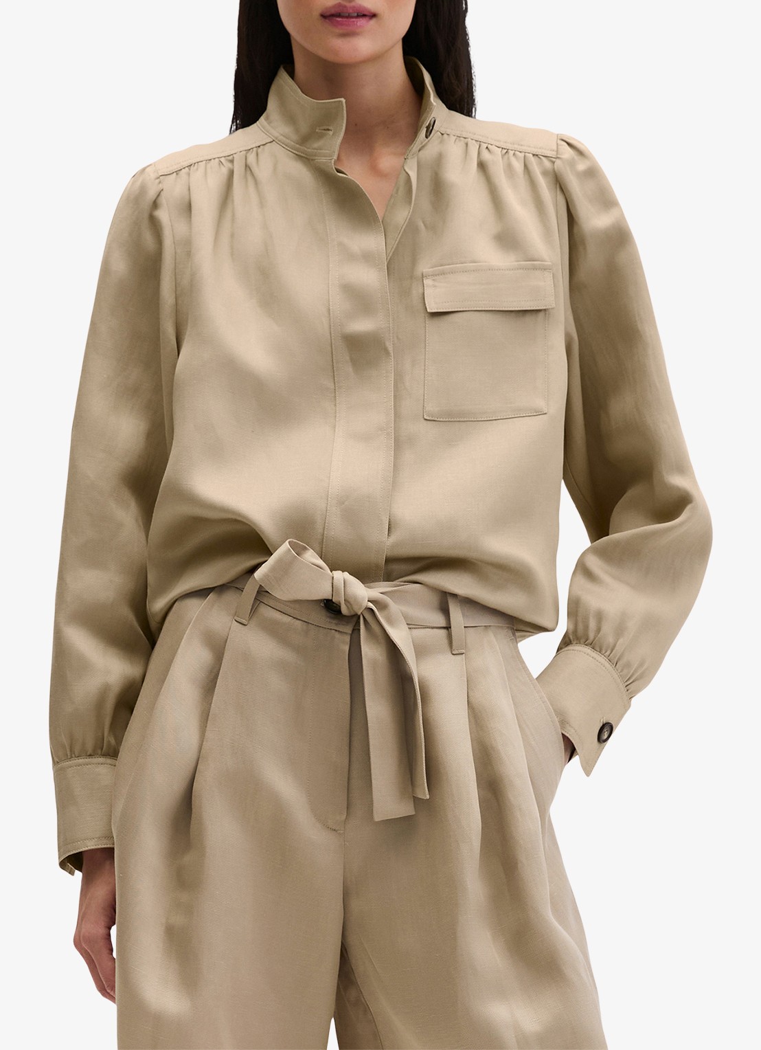 Marc O'Polo Blouse met borstzak - detail 3 sandpaper-2326 / beige