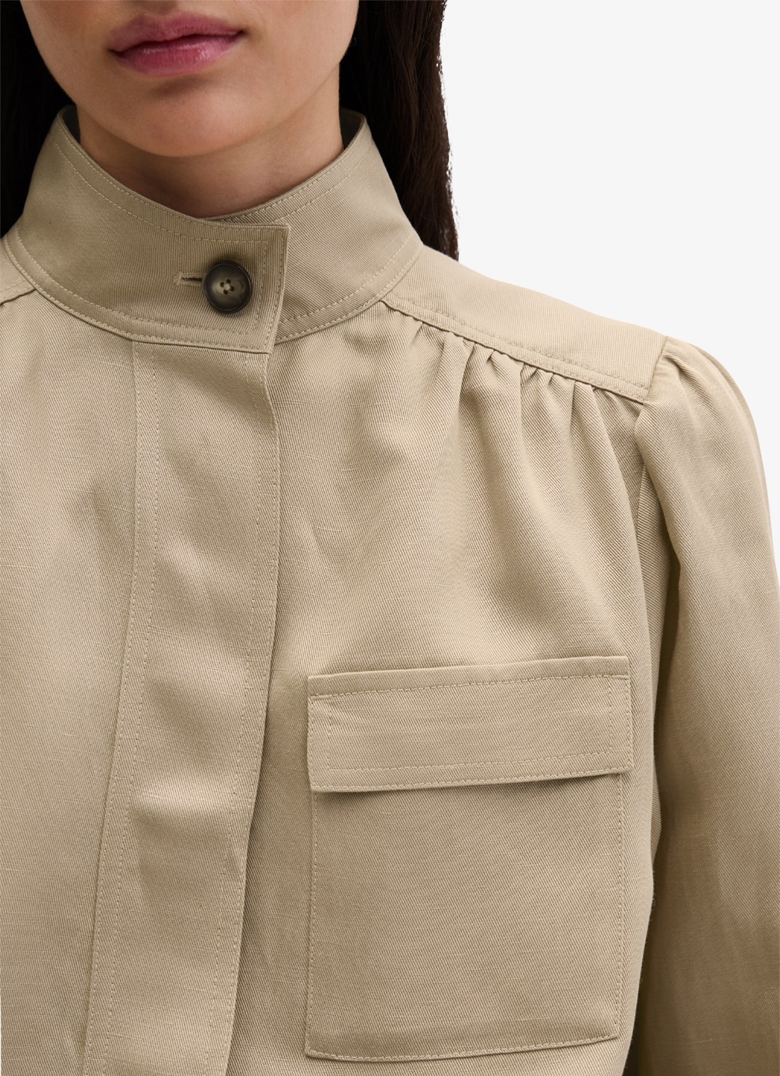 Marc O'Polo Blouse met borstzak - detail 4 sandpaper-2326 / beige