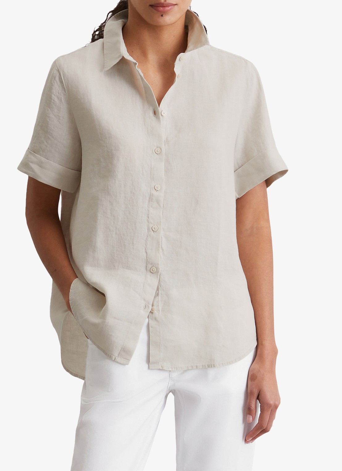 Marc O'Polo Blouse met kraag - detail 2 gebroken wit