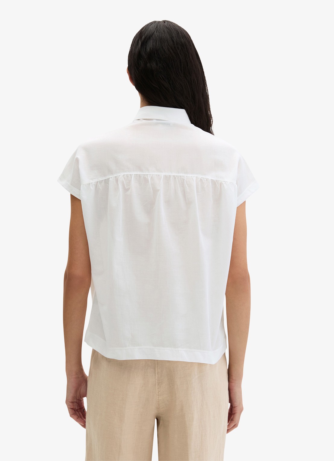 Marc O'Polo Blouse met kraag - achterkant 3 white cotton-1180 / wit