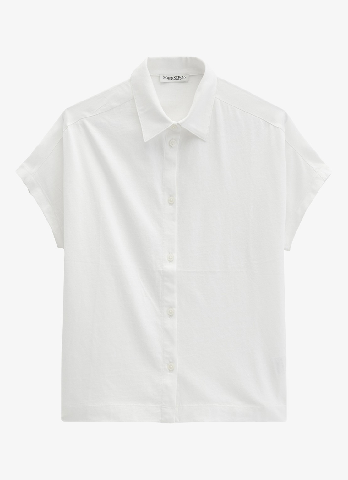 Marc O'Polo Blouse met kraag - voorkant 4 white cotton-1180 / wit