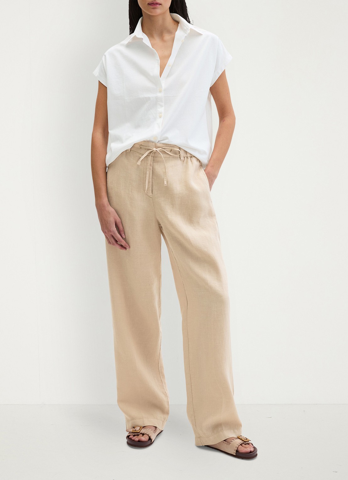 Marc O'Polo Blouse met kraag - voorkant 5 white cotton-1180 / wit