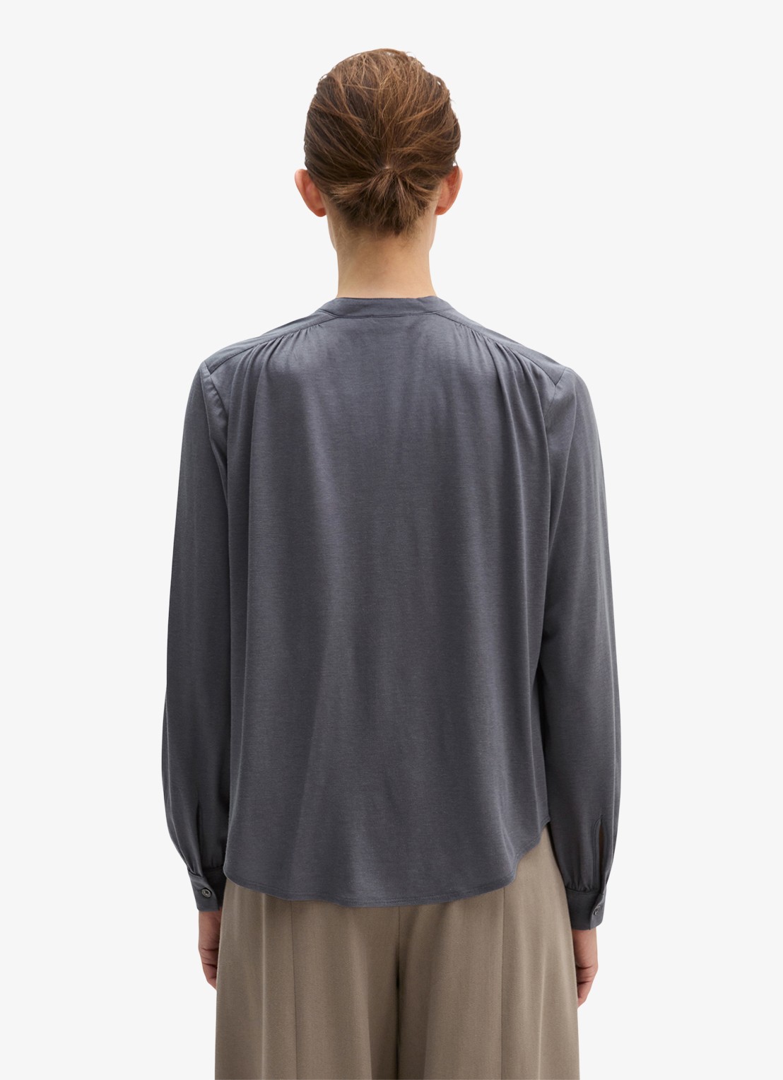 Marc O'Polo Blouse met ronde hals - achterkant 3 grijs