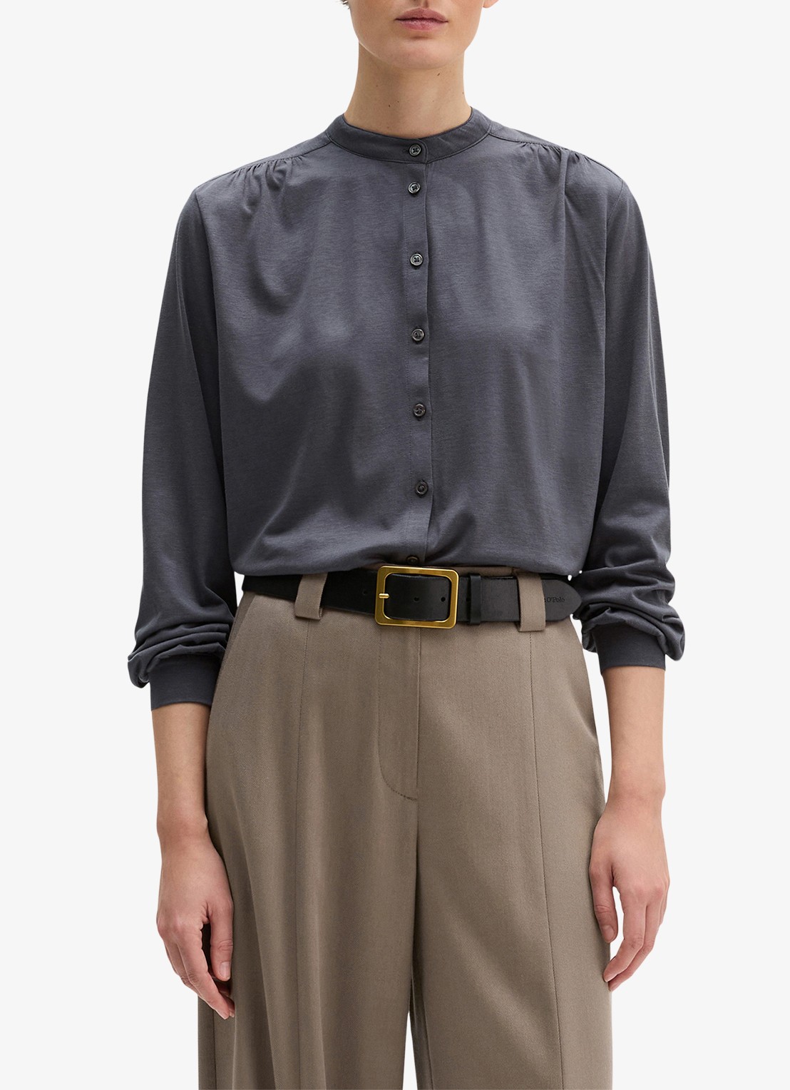 Marc O'Polo Blouse met ronde hals - detail grijs