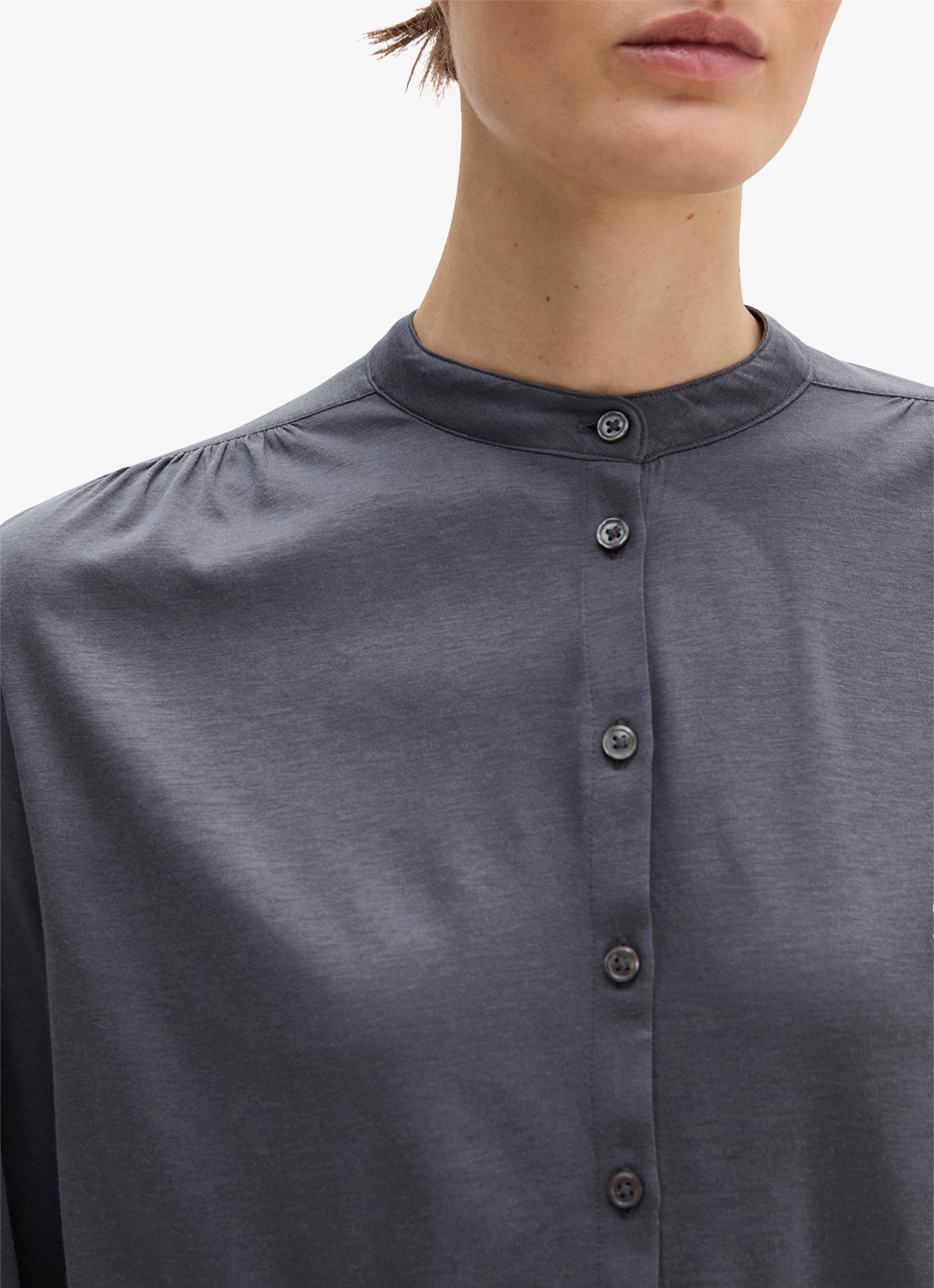 Marc O'Polo Blouse met ronde hals - detail 2 grijs