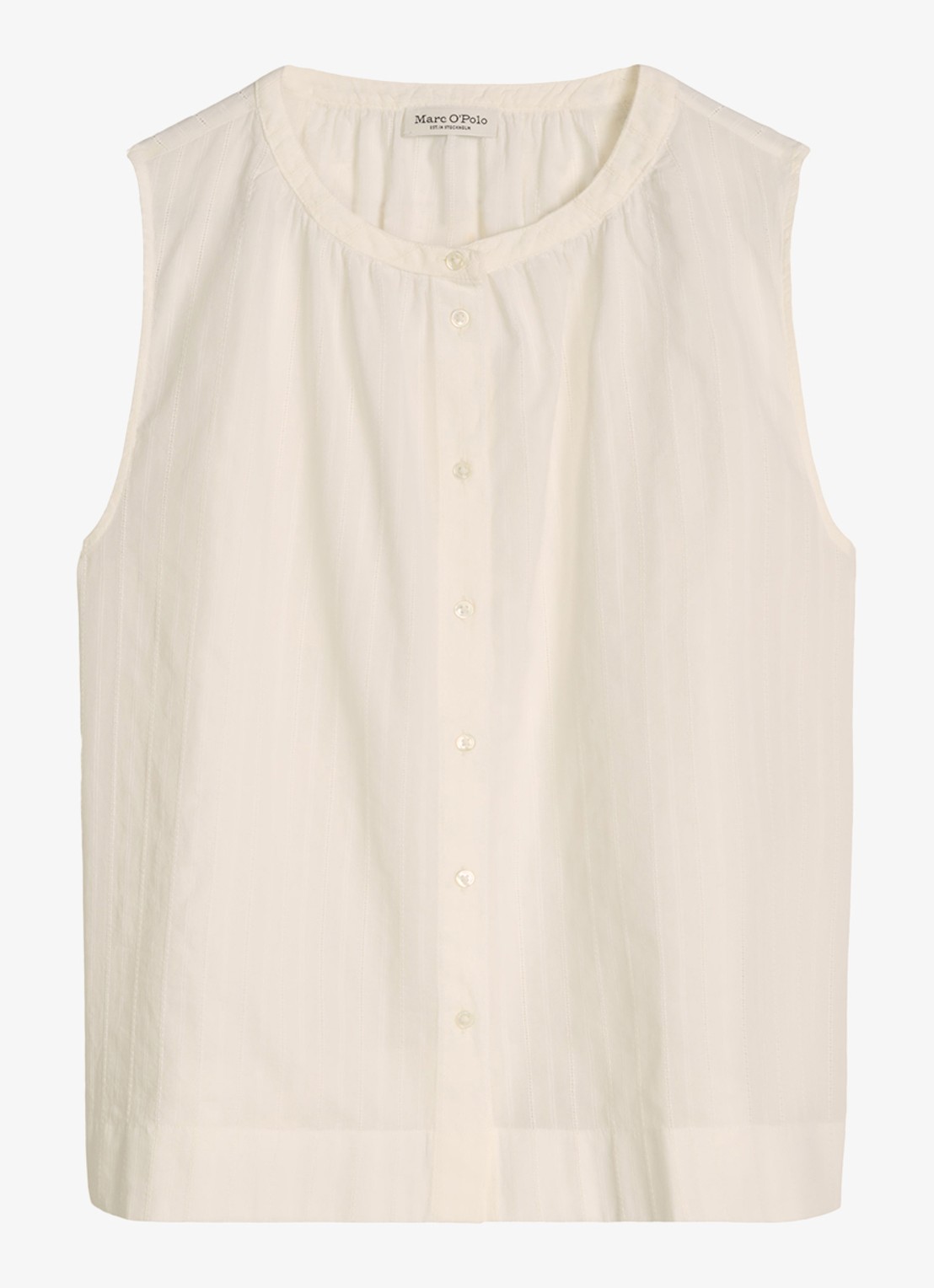 Marc O'Polo Blouse met ronde hals - voorkant 2 white cotton-1180 / wit