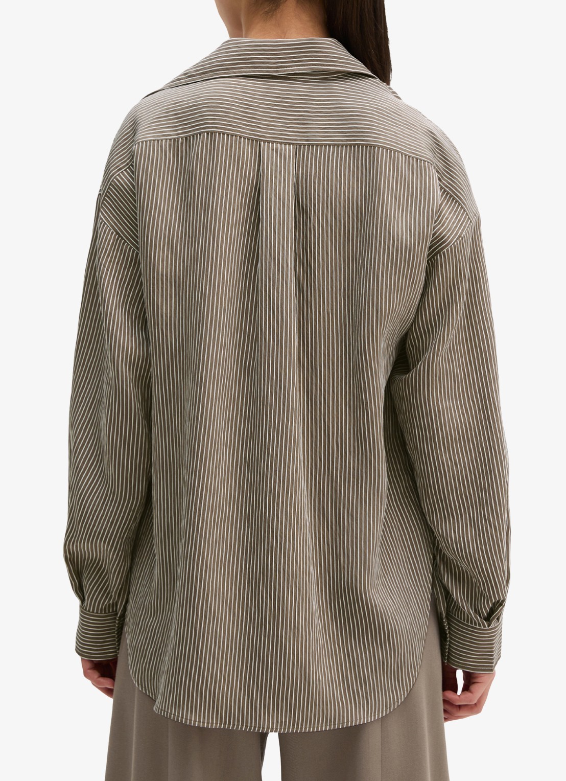 Marc O'Polo Blouse met streepprint en borstzak - achterkant bruin