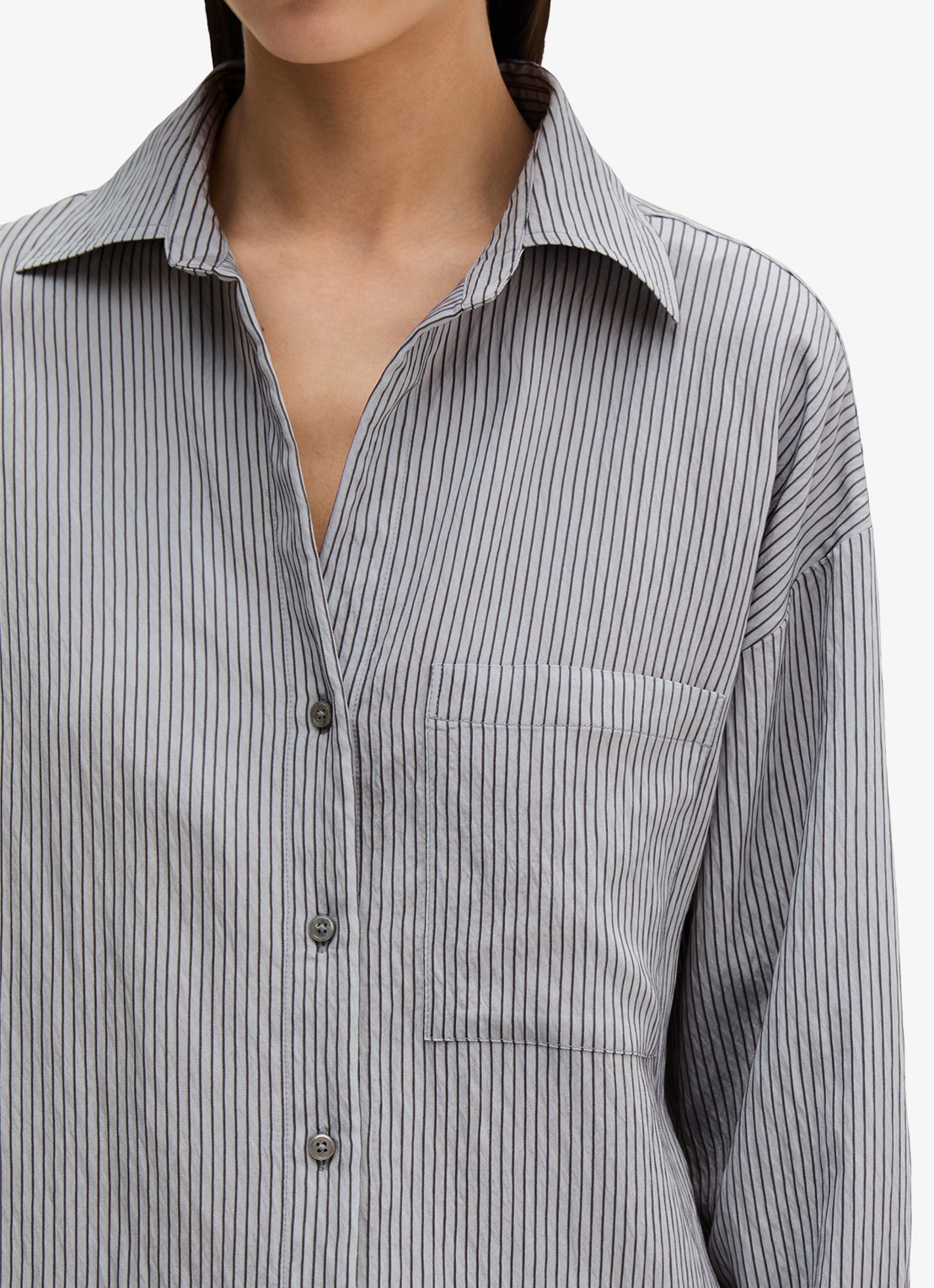 Marc O'Polo Blouse met streepprint en borstzak - detail 4 blauw