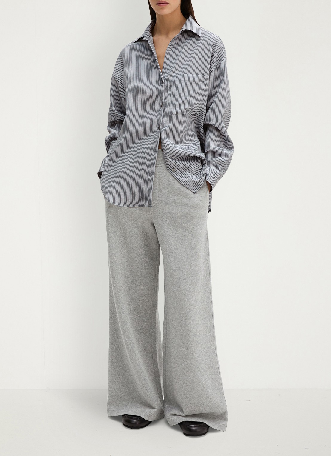 Marc O'Polo Blouse met streepprint en borstzak - voorkant 2 blauw