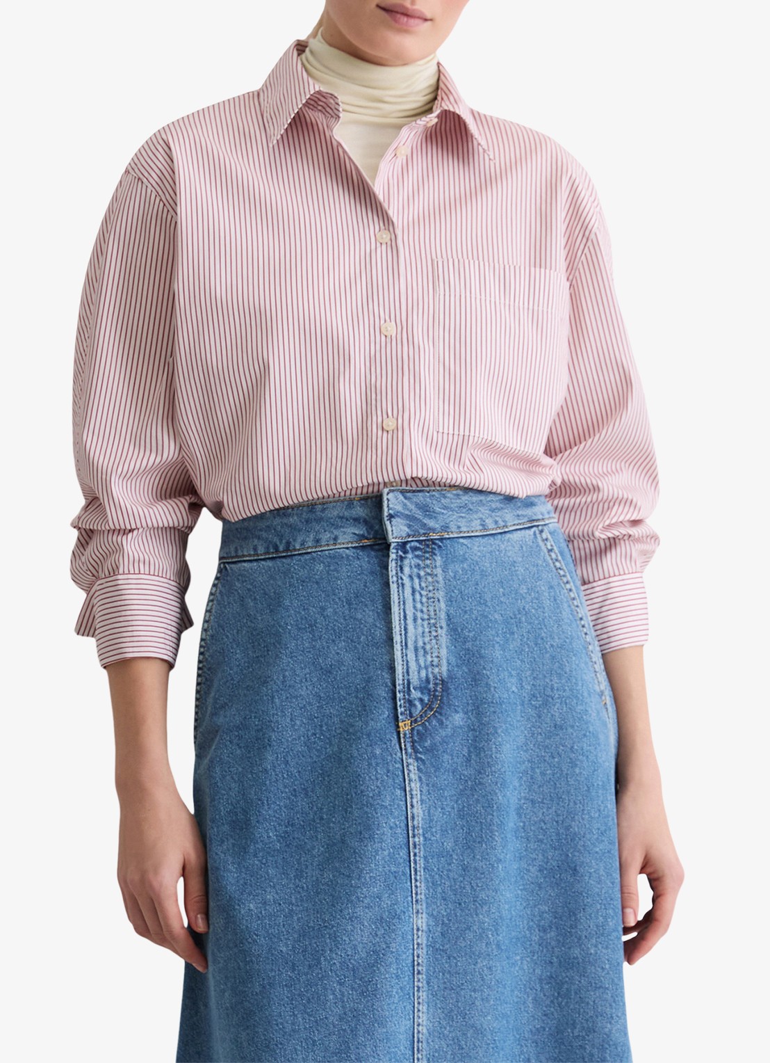 Marc O'Polo Blouse met streepprint - detail 4 rood