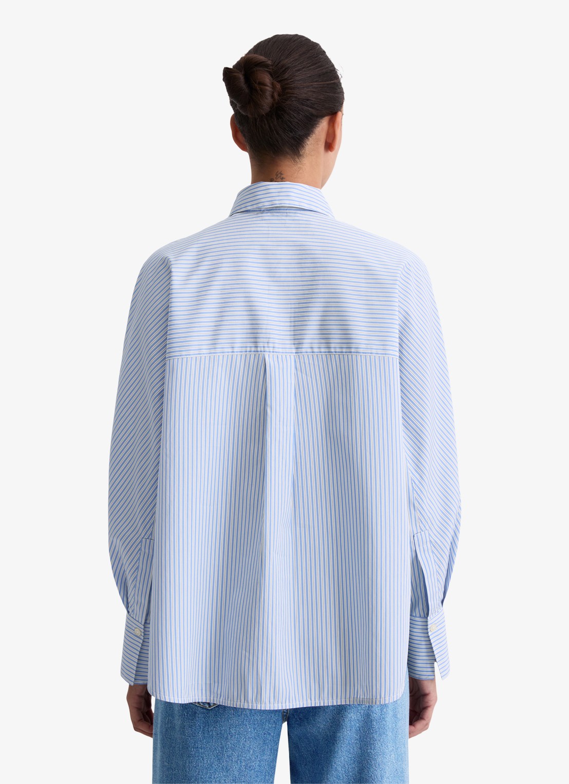 Marc O'Polo Blouse met streepprint - achterkant 3 lichtblauw