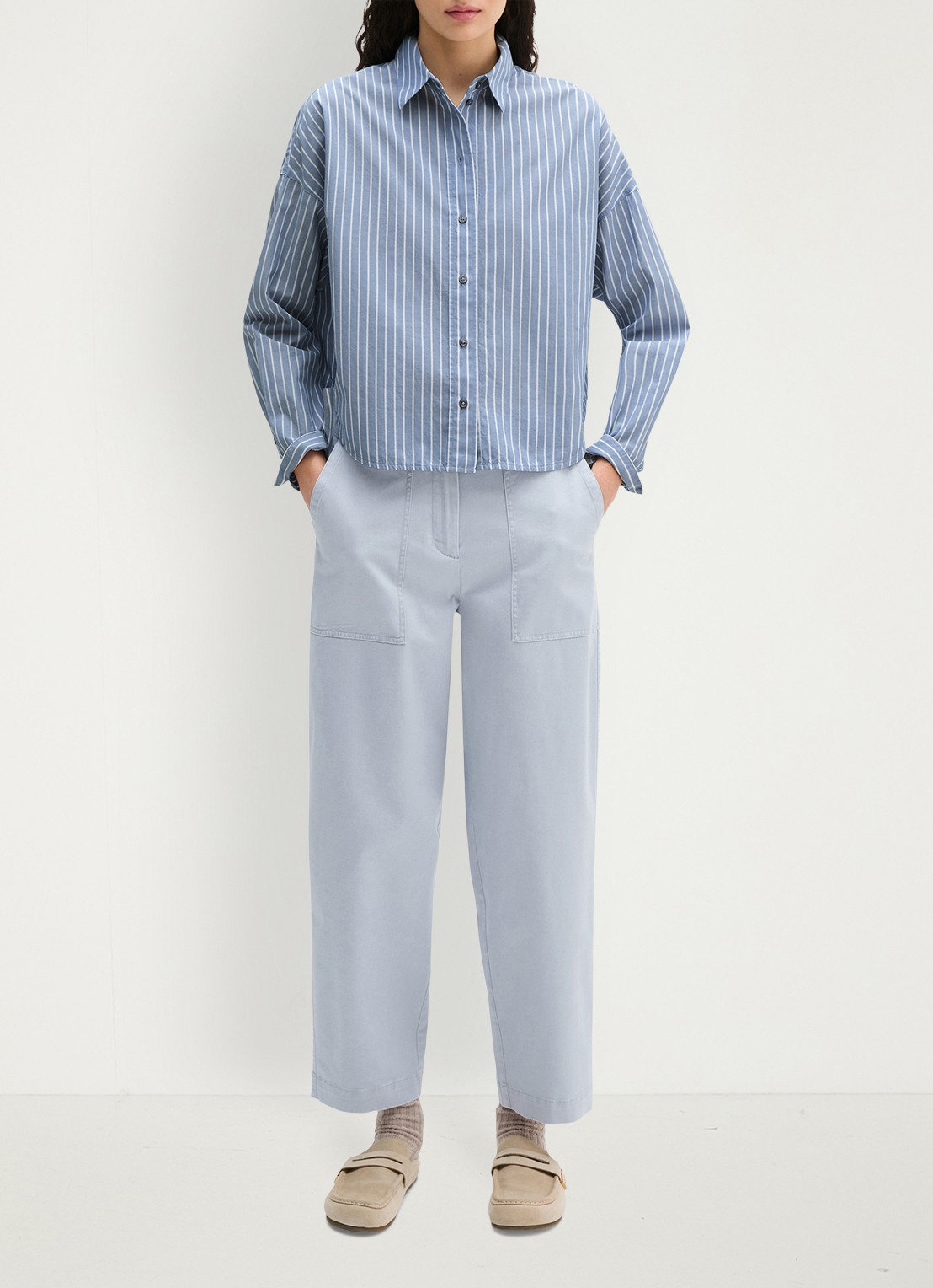 Marc O'Polo Blouse met streepprint - voorkant 3 blauw