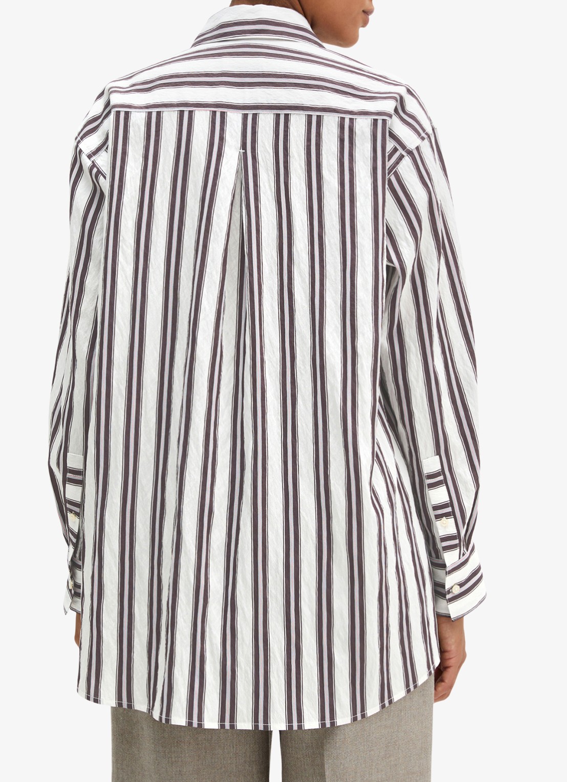 Marc O'Polo Blouse met streepprint - achterkant bruin