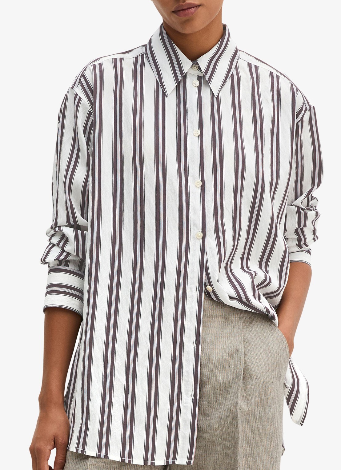 Marc O'Polo Blouse met streepprint - detail 4 bruin