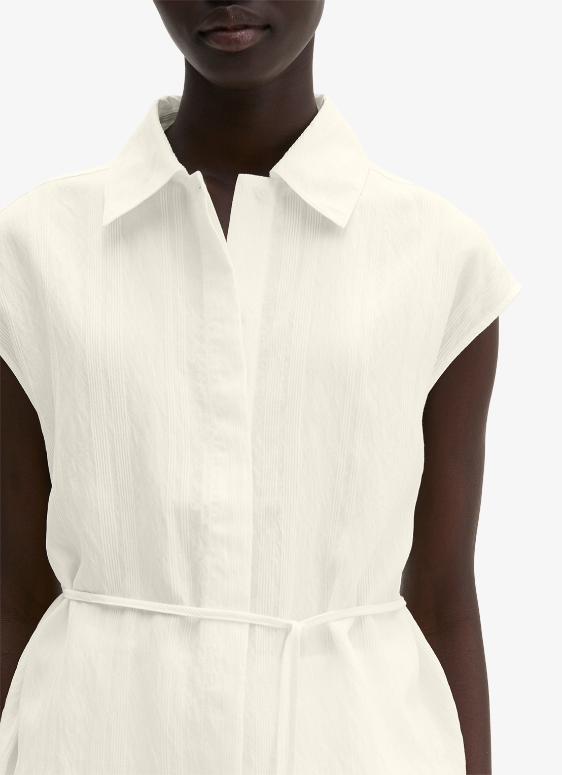 Marc O'Polo Blouse met strikceintuur en vlindermouw - detail 3 white multi 01 / wit