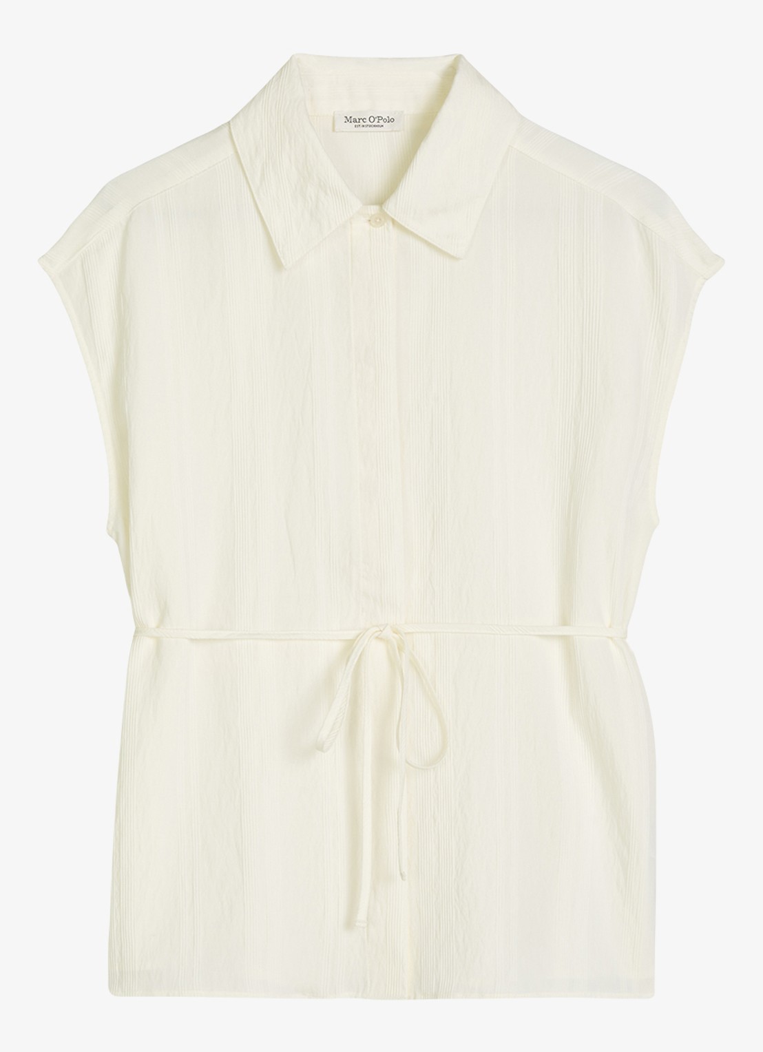 Marc O'Polo Blouse met strikceintuur en vlindermouw - voorkant 4 white multi 01 / wit
