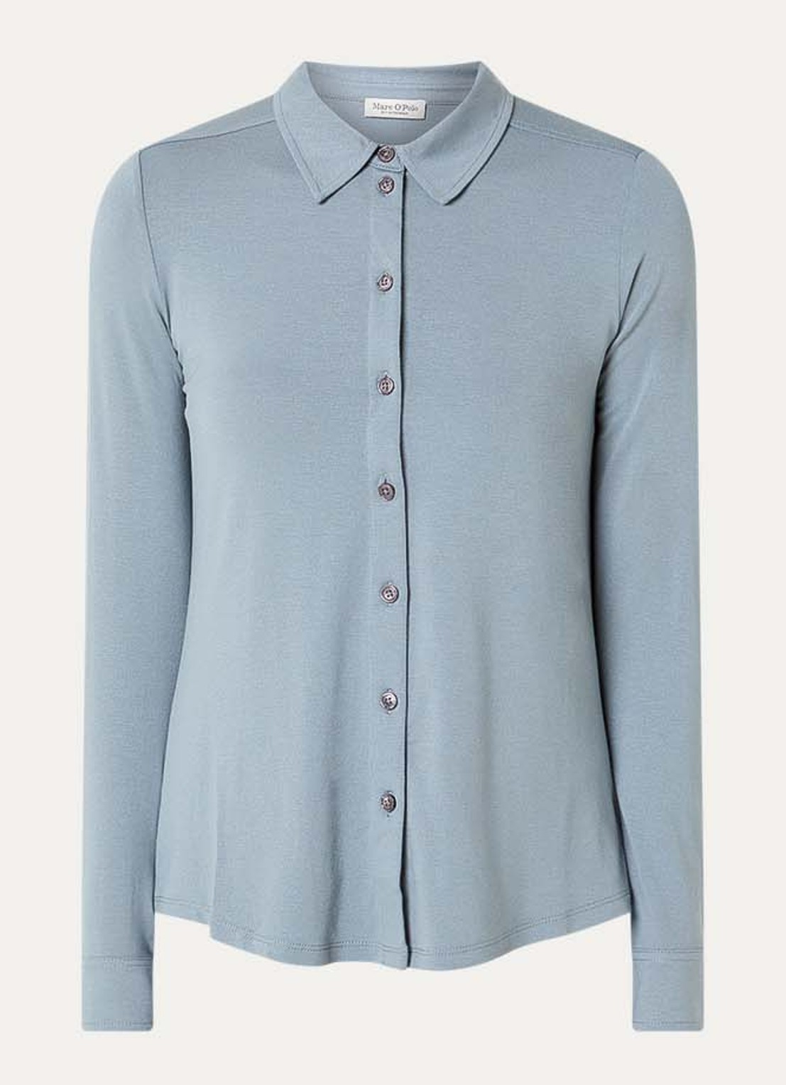 Marc O'Polo Blouse met textuur - voorkant blauwgrijs