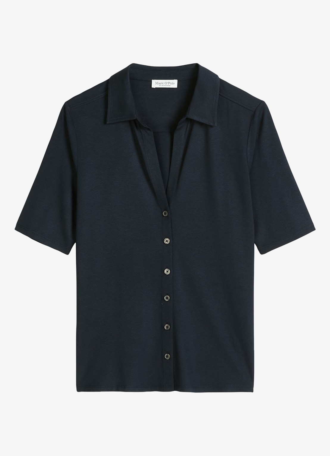 Marc O'Polo Blouse met wide spread kraag - voorkant donkerblauw