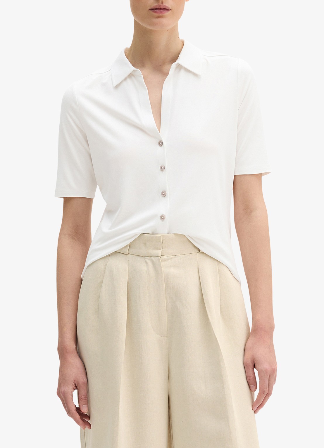 Marc O'Polo Blouse met wide spread kraag - detail 2 wit
