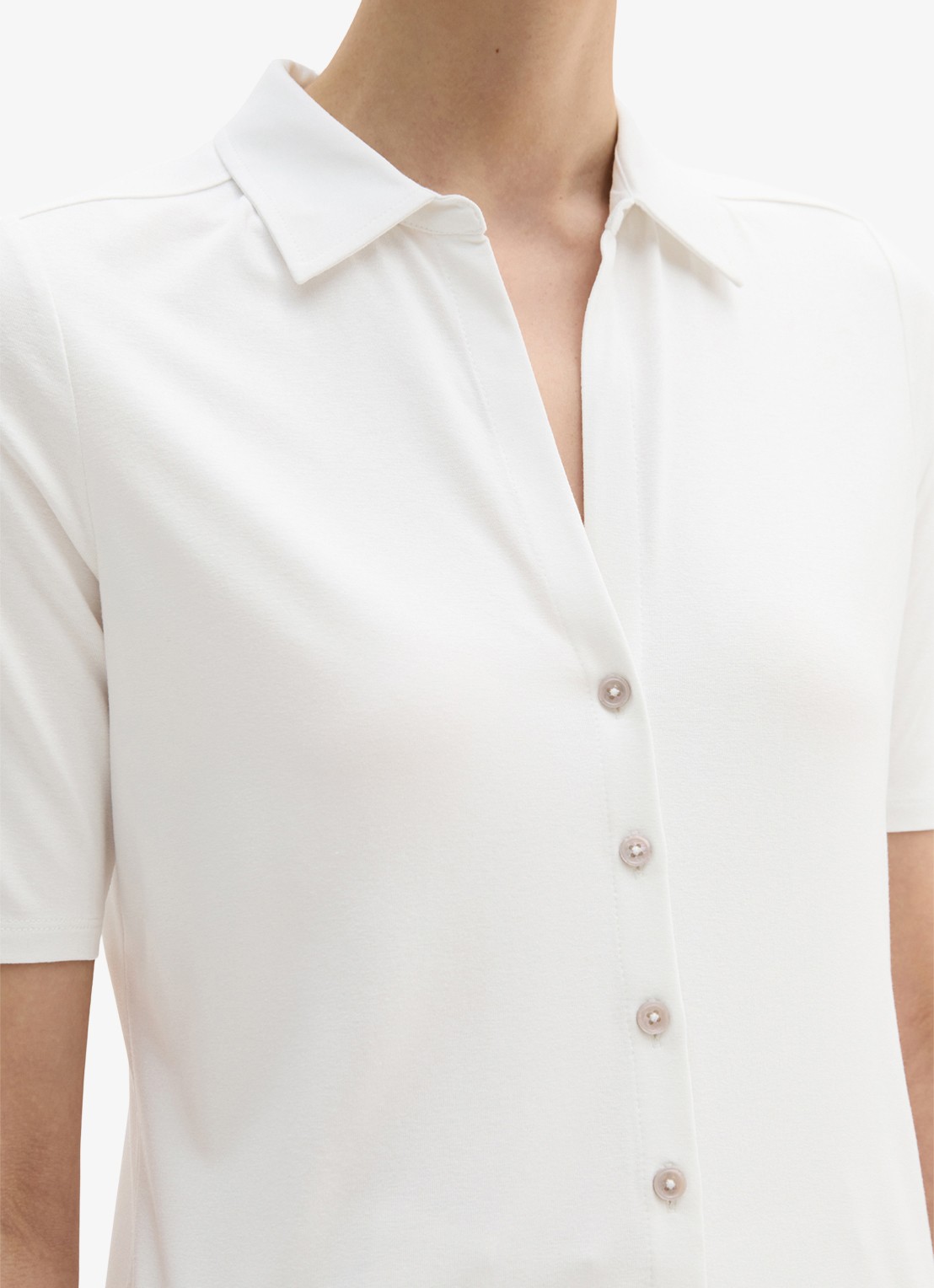 Marc O'Polo Blouse met wide spread kraag - detail 3 wit