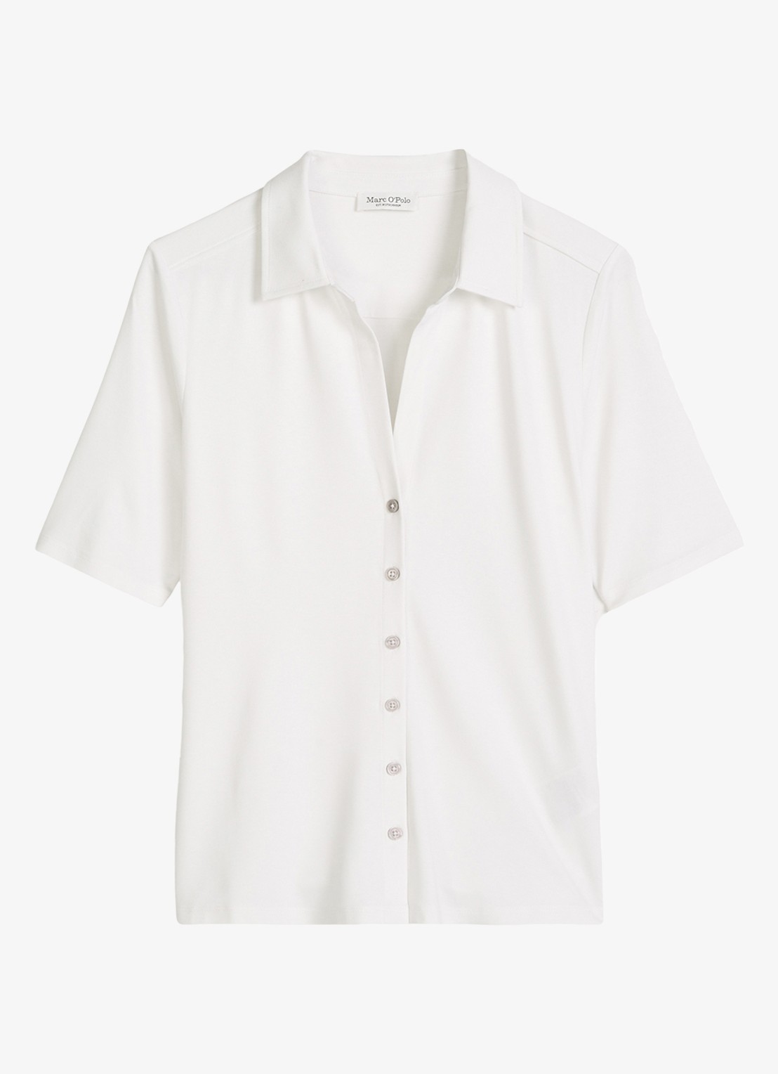 Marc O'Polo Blouse met wide spread kraag - voorkant 4 wit