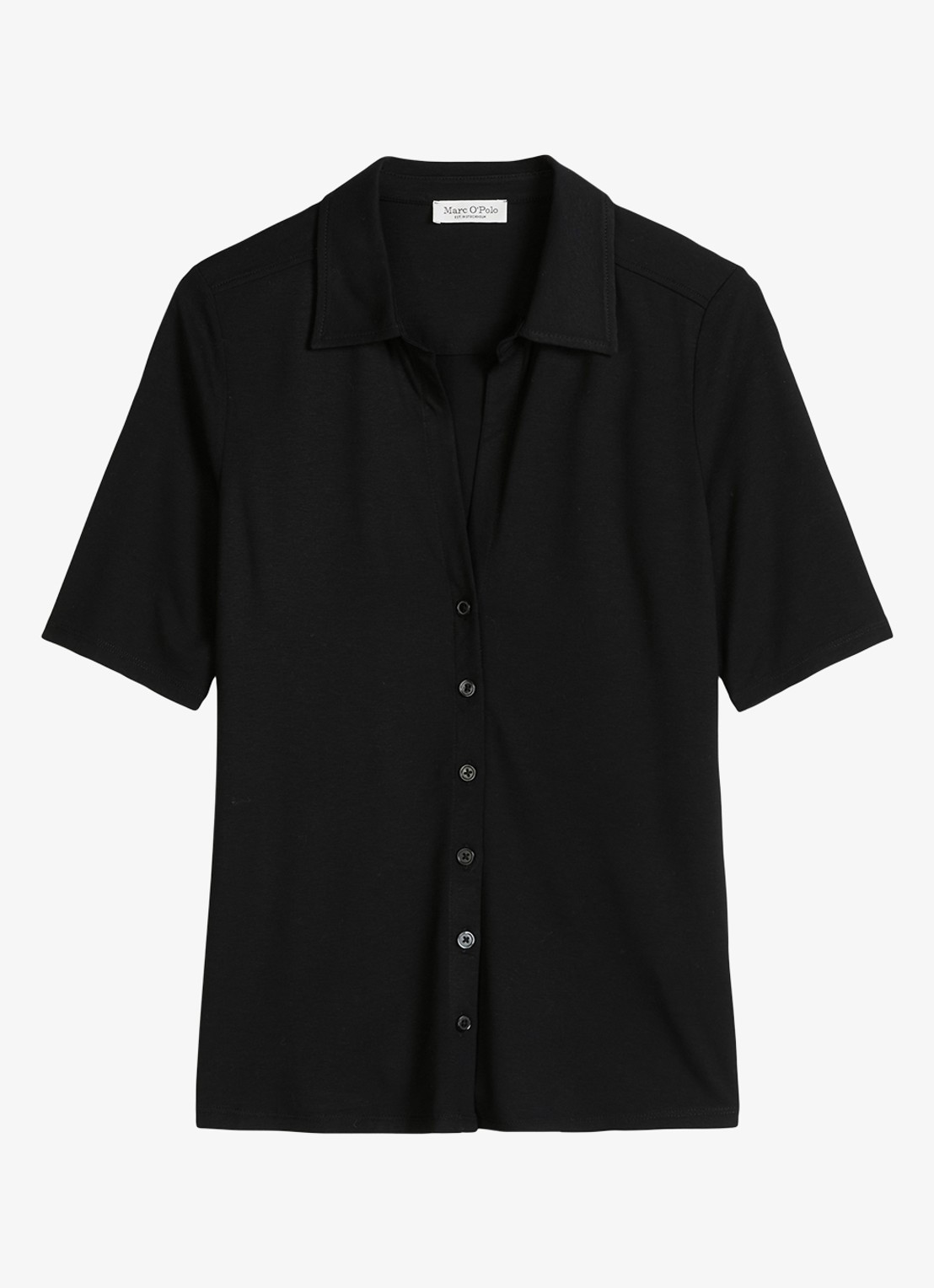 Marc O'Polo Blouse met wide spread kraag - voorkant zwart