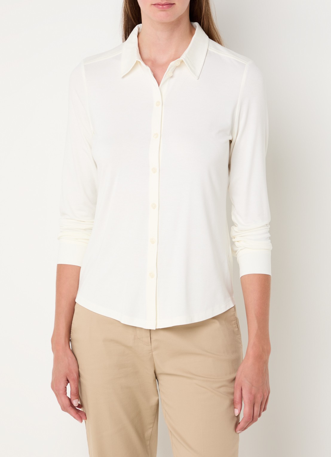 Marc O'Polo Blouse van jersey met stretch - detail 4 gebroken wit