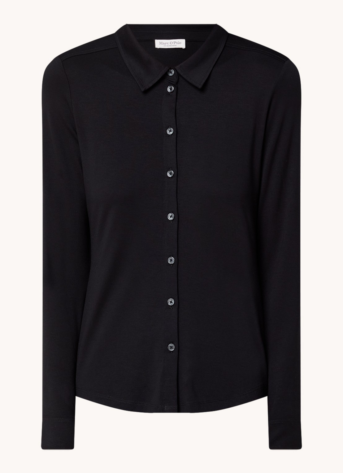 Marc O'Polo Blouse van jersey met stretch - voorkant 2 zwart