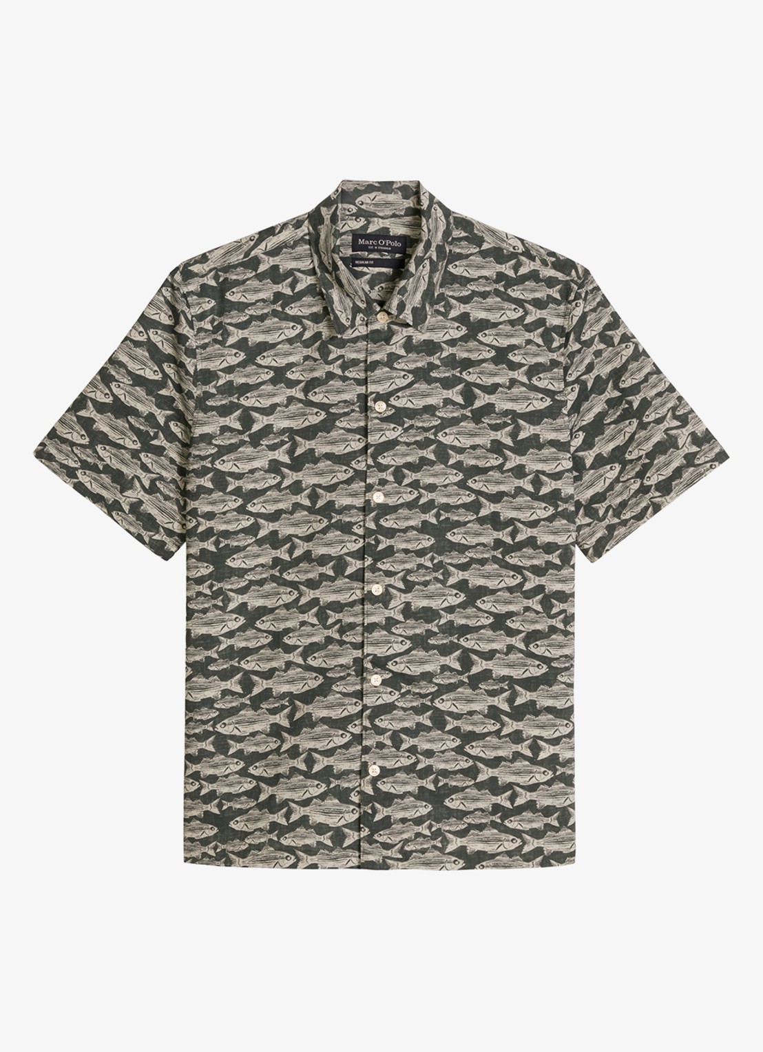 Marc O'Polo Blouse van katoen met print - voorkant 2 bright green_multi_13-3675 / groen