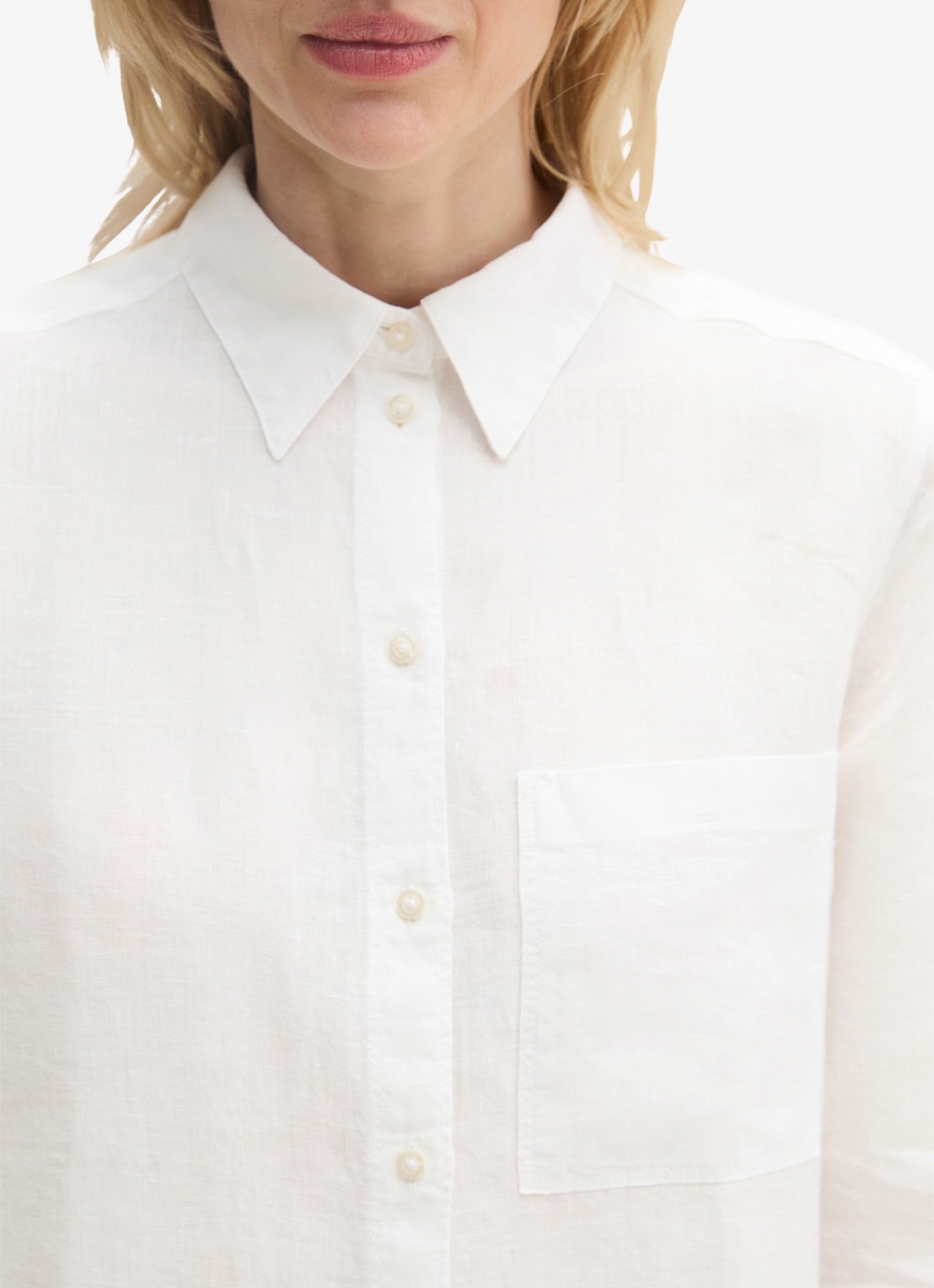Marc O'Polo Blouse van linnen met borstzak - detail 3 wit