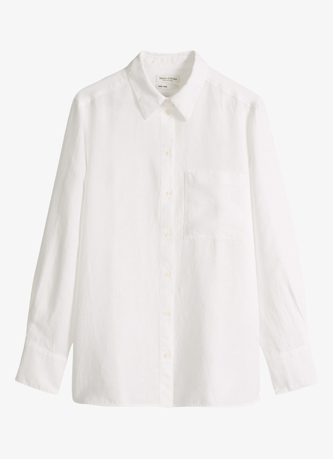 Marc O'Polo Blouse van linnen met borstzak - voorkant 4 wit