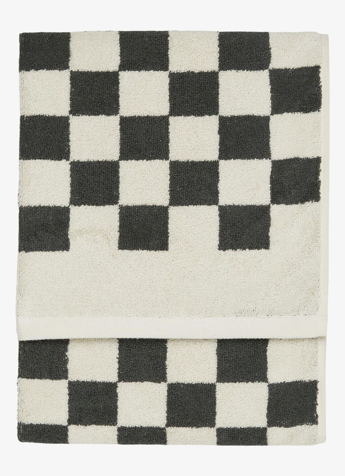 Marc O'Polo Checker badhanddoek - 550 gr/m2 - detail antraciet