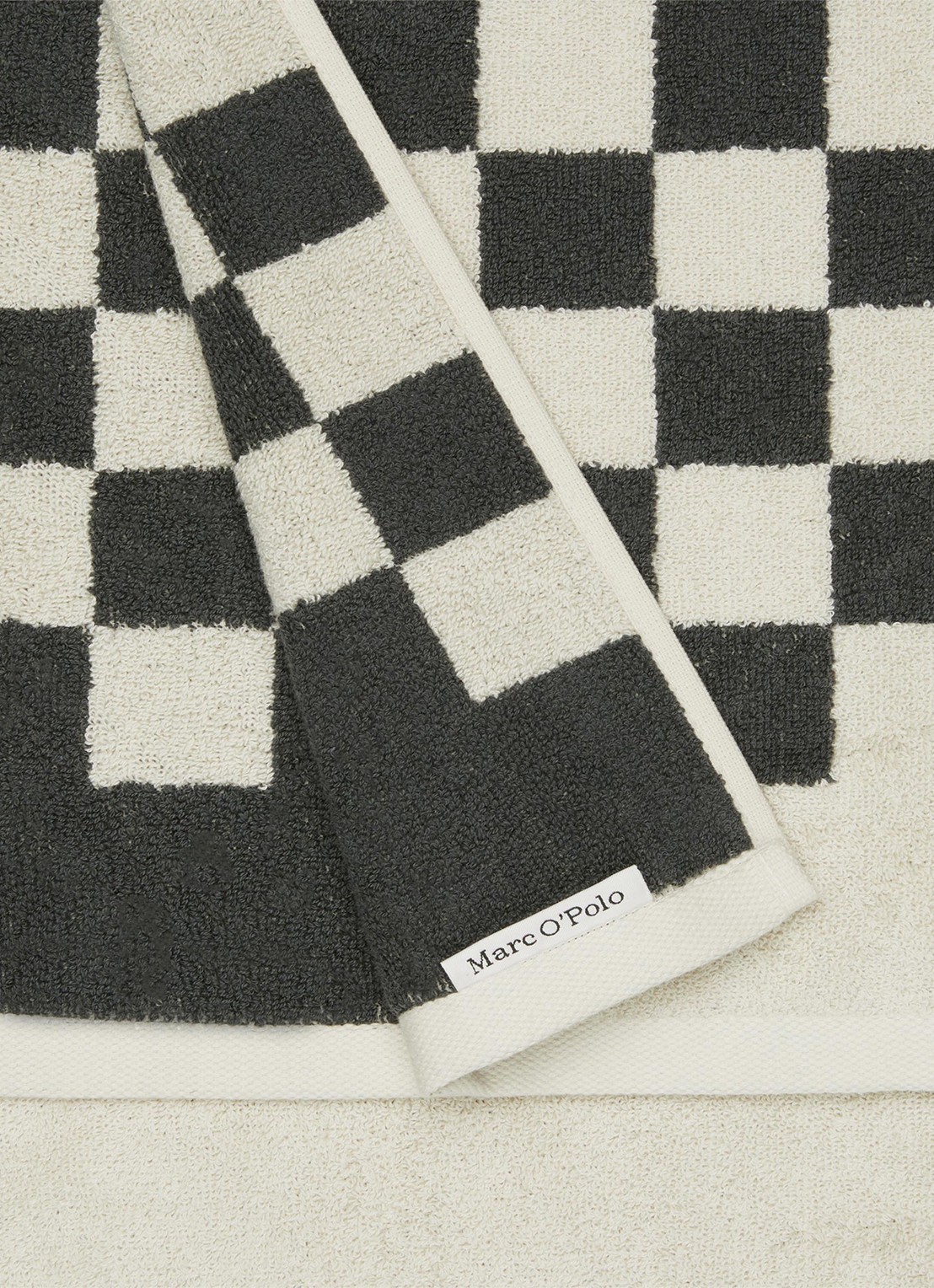 Marc O'Polo Checker badhanddoek - 550 gr/m2 - voorkant 5 antraciet
