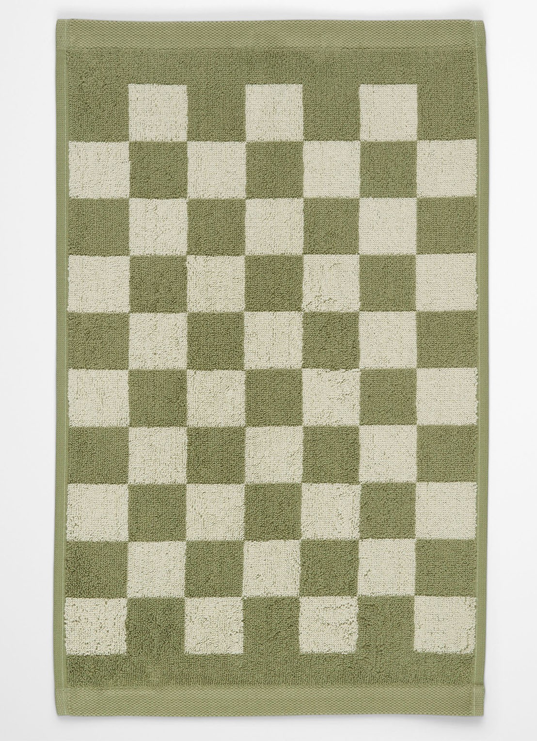 Marc O'Polo Checker gastendoek van  katoen badstof - detail 2 olijfgroen
